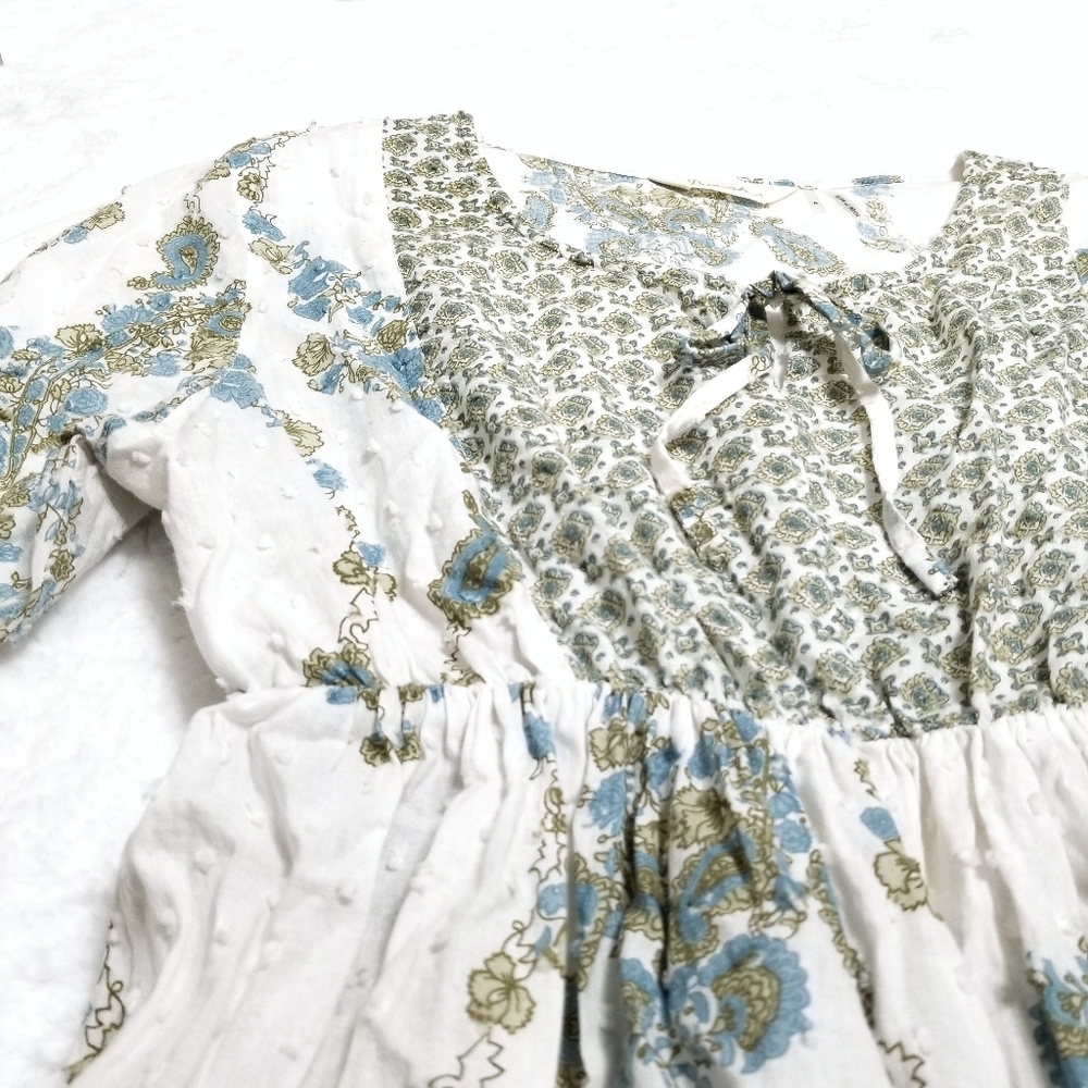 Punch floral paisley tiered Swiss dot cotton tunic - Picture 4 of 8